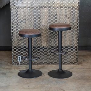 Adjustable Height Faux Leather Swivel Cushioned Bar Stool (Set of 2)